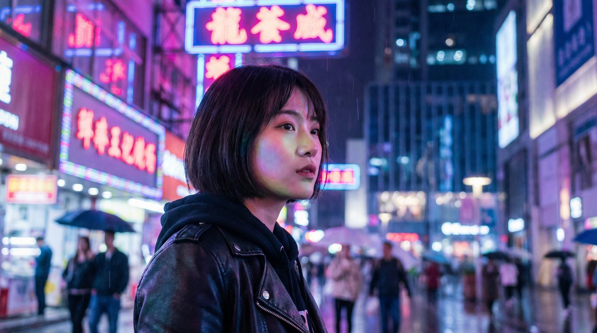 精神小妹赛博霓虹短视频制作